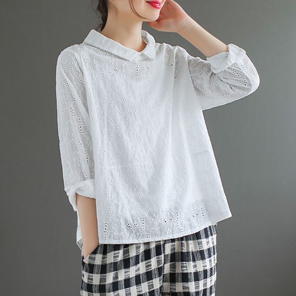 johnature retro hollow out embroidery peter pan collar long sleeve shirt autumn loose leisure all-match women 210521, White
johnature retro hollow out embroidery peter pan collar long sleeve shirt autumn loose leisure all-match women 210521, White