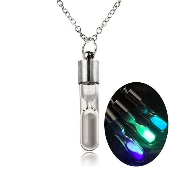 chains glow in the dark time luminous hourglass necklaces for woman crystal glass tube pendant night fluorescence light accessories, Silver
chains glow in the dark time luminous hourglass necklaces for woman crystal glass tube pendant night fluorescence light accessories, Silver