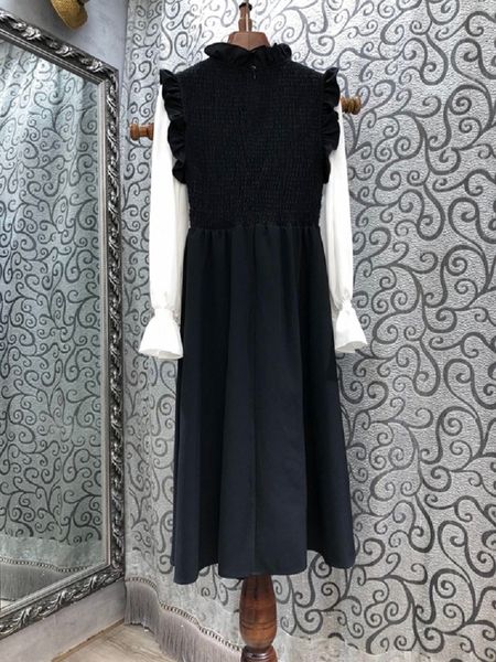 capris korean fashion 2021 spring casual women ruffled collar color block patchwork long sleeve robe mujer, Black;gray
capris korean fashion 2021 spring casual women ruffled collar color block patchwork long sleeve robe mujer, Black;gray