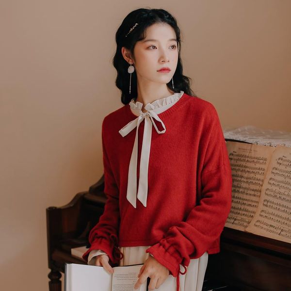 women's sweaters 2021 fashion clothing autumn vintage full o-neck pullovers, White;black
women's sweaters 2021 fashion clothing autumn vintage full o-neck pullovers, White;black