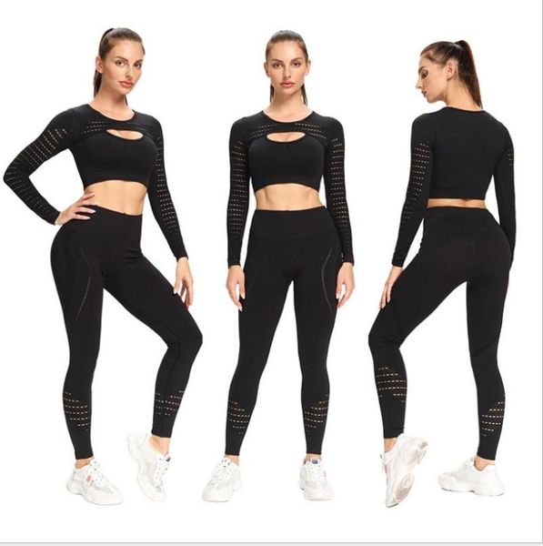 breathable hollow out sports suit women's yoga long sleeve t-shirts seamless quick dry running fitness pants 2pcs gym clothing, White;black
breathable hollow out sports suit women's yoga long sleeve t-shirts seamless quick dry running fitness pants 2pcs gym clothing, White;black