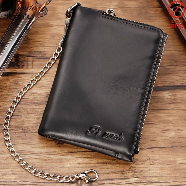 cow leather men's wallet with coin purse retro fashion thin chain black short card holder clutch bag wallets, Red;black
cow leather men's wallet with coin purse retro fashion thin chain black short card holder clutch bag wallets, Red;black