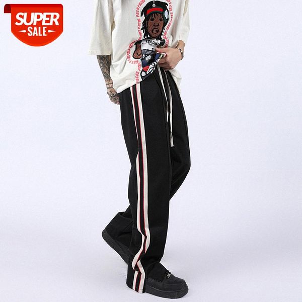 color-blocking side stripes split casual trousers men's street loose straight-leg pants elastic waist sports #gs7i, Black
color-blocking side stripes split casual trousers men's street loose straight-leg pants elastic waist sports #gs7i, Black