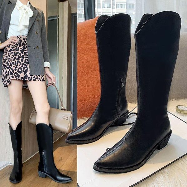 boots explosive women's autumn 2021 long tube pointed toe high thick heel knight, Black
boots explosive women's autumn 2021 long tube pointed toe high thick heel knight, Black