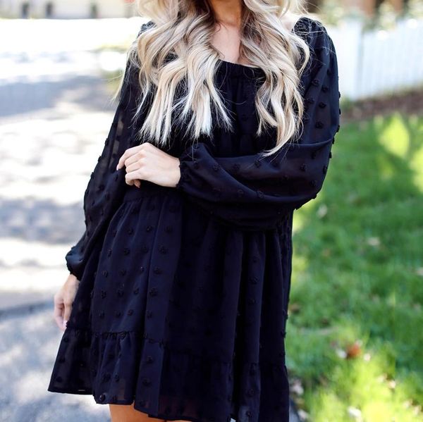 casual dresses autumn long sleeve dress women's fashion printing o neck chiffon loose oversized, Black;gray
casual dresses autumn long sleeve dress women's fashion printing o neck chiffon loose oversized, Black;gray