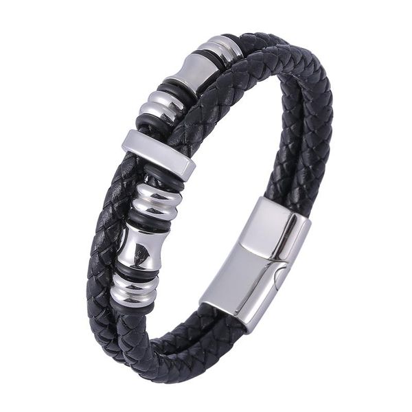 charm bracelets fashion stainless steel bracelet men double black braided leather rope bangle vintage male jewelry magnet buckle wristband s, Golden;silver
charm bracelets fashion stainless steel bracelet men double black braided leather rope bangle vintage male jewelry magnet buckle wristband s, Golden;silver