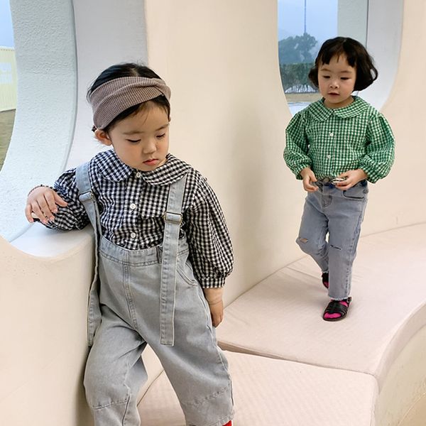 2021 spring new korean style baby girls plaid shirts long sleeve peter-pan collar toddlers kids blouses, White;black
2021 spring new korean style baby girls plaid shirts long sleeve peter-pan collar toddlers kids blouses, White;black