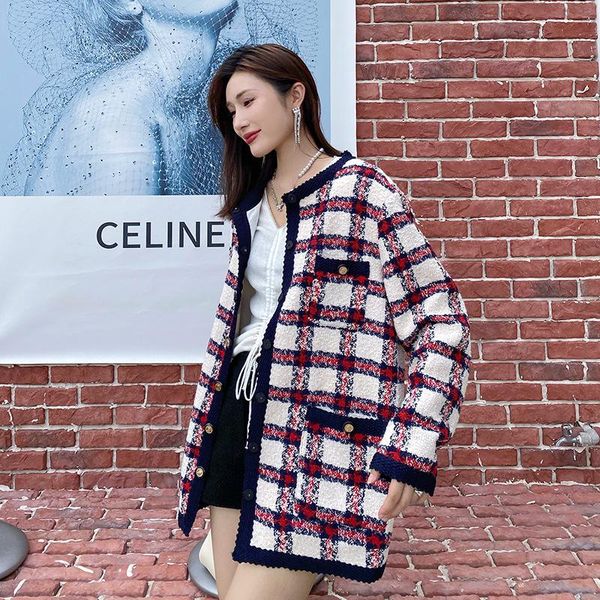 women's wool & blends vintage plaid woolen coatwomen 2021 autumn winter long oversized tweed jacket women round neck loose coat laides, Black
women's wool & blends vintage plaid woolen coatwomen 2021 autumn winter long oversized tweed jacket women round neck loose coat laides, Black