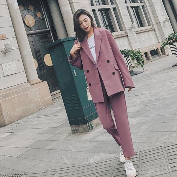 women's suit casual temperament long paragraph loose female high waist straight two piece pants, White
women's suit casual temperament long paragraph loose female high waist straight two piece pants, White