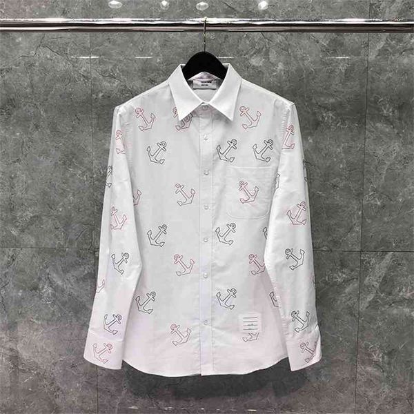 shirt fashion tb thom brand shirts summer men slim long sleeve casual shirt turn down collar oxford anchor pattern men's clothing, White;black
shirt fashion tb thom brand shirts summer men slim long sleeve casual shirt turn down collar oxford anchor pattern men's clothing, White;black