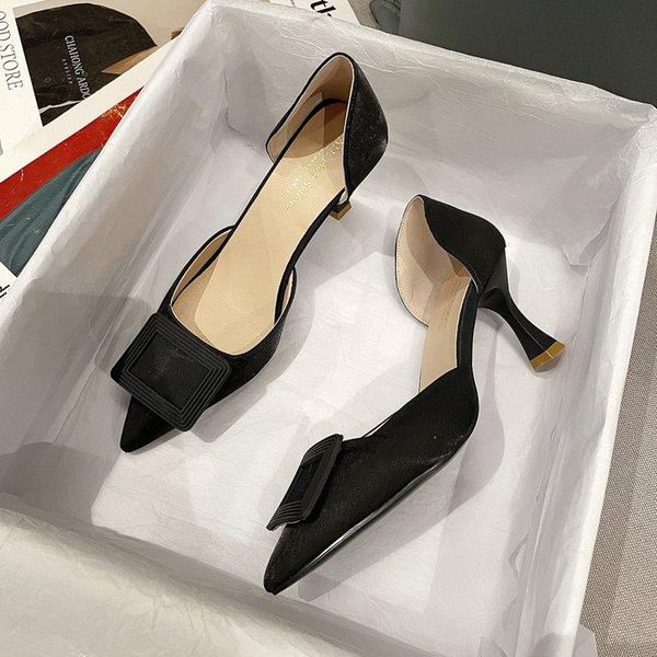 summer shoes women's slip-on pu pointed toe horseshoe heel low mouth high satin dress, Black
summer shoes women's slip-on pu pointed toe horseshoe heel low mouth high satin dress, Black