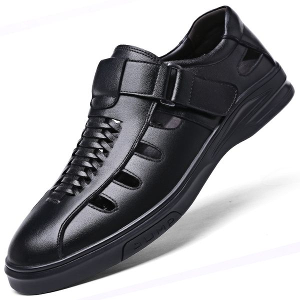 men casual shoes sandals summer hollow out flat fashion leather loafers shallow outdoor male non-slip breathable work office, Black
men casual shoes sandals summer hollow out flat fashion leather loafers shallow outdoor male non-slip breathable work office, Black