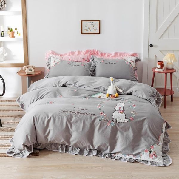 bedding sets cartoon floral embroidery 100% cotton set double duvet cover bed linen fitted sheet home pillowcases textile
bedding sets cartoon floral embroidery 100% cotton set double duvet cover bed linen fitted sheet home pillowcases textile