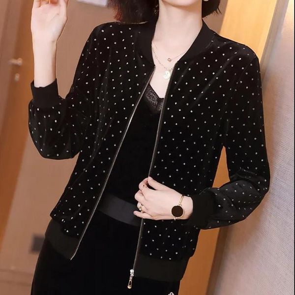 women's jackets spring autumn polyester coat round collar long sleeve cardigan zipper loose print black fashion office lady, Black;brown
women's jackets spring autumn polyester coat round collar long sleeve cardigan zipper loose print black fashion office lady, Black;brown