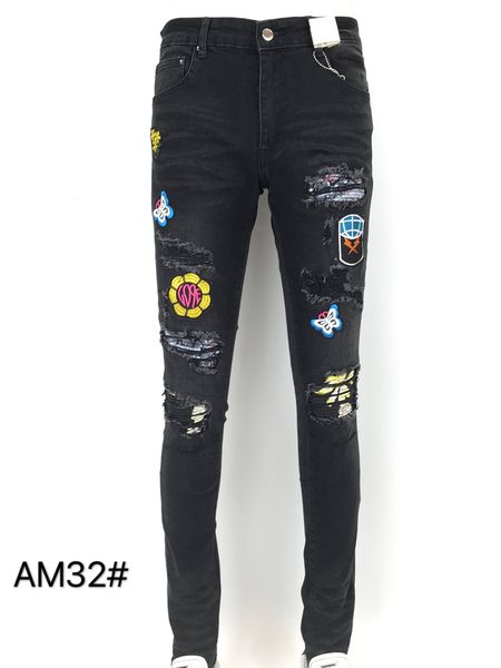 men's and women's casual hip-hop jeans currently designer luxury pants am32, Blue
men's and women's casual hip-hop jeans currently designer luxury pants am32, Blue