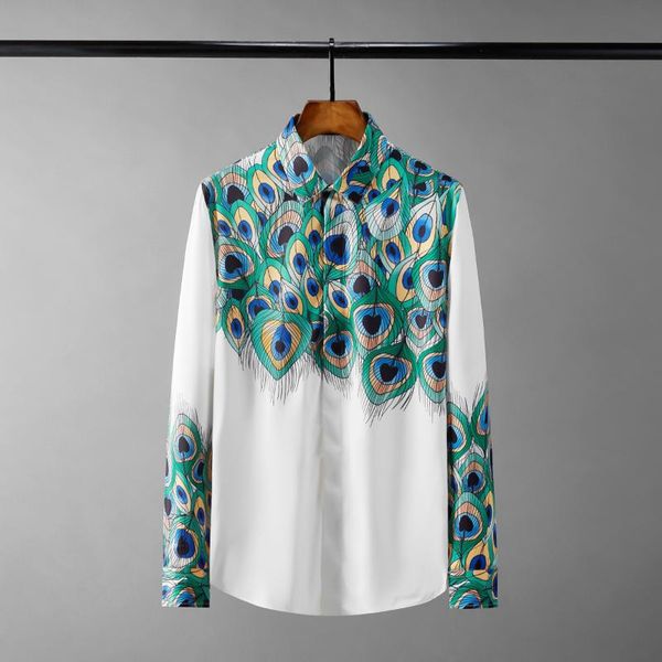 men's casual shirts spring autumn mens luxury peacock printed long sleeve dress slim fit prty silky man 3xl, White;black
men's casual shirts spring autumn mens luxury peacock printed long sleeve dress slim fit prty silky man 3xl, White;black