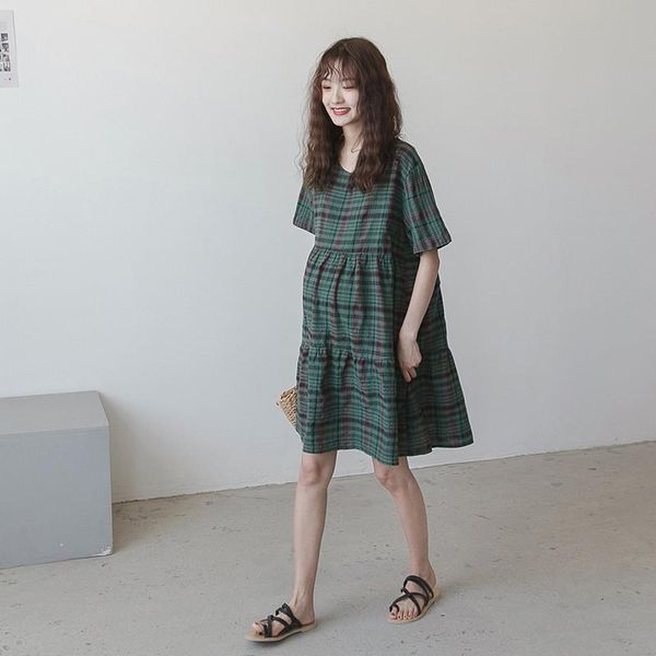 maternity dresses 2021 summer short sleeve plaid pregnancy loose casual ruffles fresh fashion pregnant women clothes, White
maternity dresses 2021 summer short sleeve plaid pregnancy loose casual ruffles fresh fashion pregnant women clothes, White