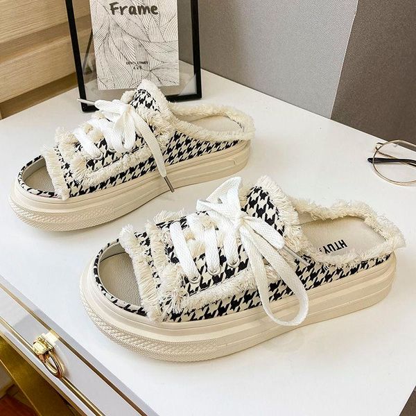 slippers 2021 summer net red women's shoes niche canvas half female out to wear fashion fairy wind sandals thick bottom, Black
slippers 2021 summer net red women's shoes niche canvas half female out to wear fashion fairy wind sandals thick bottom, Black