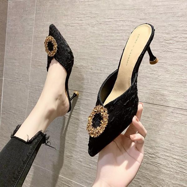 shoes woman 2021 cover toe glitter slides thin heels med female slippers fashion heeled mules jelly luxury high pointed, Black
shoes woman 2021 cover toe glitter slides thin heels med female slippers fashion heeled mules jelly luxury high pointed, Black