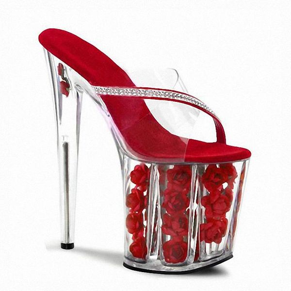 fetish 8 inches super high heeled shoes style bride flower clear crystal slippers 20cm rhinestone thick platform trend, Black
fetish 8 inches super high heeled shoes style bride flower clear crystal slippers 20cm rhinestone thick platform trend, Black
