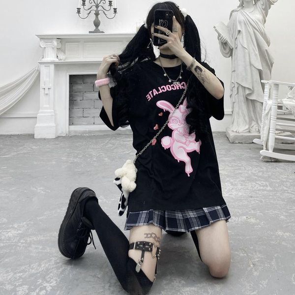 women's t-shirt vintage cartoon print casual harajuku basic short sleeve t-shirts gothic clothes plus size kawaii long tees drop, White
women's t-shirt vintage cartoon print casual harajuku basic short sleeve t-shirts gothic clothes plus size kawaii long tees drop, White