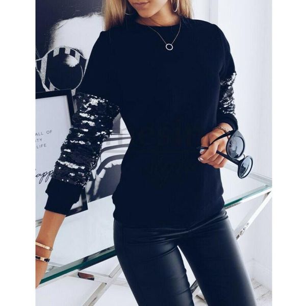 women's sweaters winter women casual o-neck sequined knitted matching black loose sweater pullovers, White;black
women's sweaters winter women casual o-neck sequined knitted matching black loose sweater pullovers, White;black