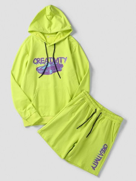 men letter and car print kangaroo pocket drawstring hoodie & shorts x6tn#, Gray
men letter and car print kangaroo pocket drawstring hoodie & shorts x6tn#, Gray