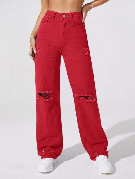 light wash high-rise distressed boyfriend jeans o80r#, Blue 
light wash high-rise distressed boyfriend jeans o80r#, Blue