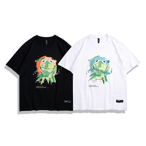 women's t-shirt japan harajuku style face-lifting frog graffiti river god print short-sleeved tee, White
women's t-shirt japan harajuku style face-lifting frog graffiti river god print short-sleeved tee, White