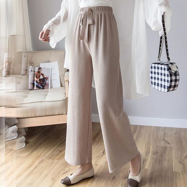 women's pants & capris womem wide leg 2021 spring summer female vintage loose elegant elastic high waist knitted pant casual trousers o, Black;white
women's pants & capris womem wide leg 2021 spring summer female vintage loose elegant elastic high waist knitted pant casual trousers o, Black;white