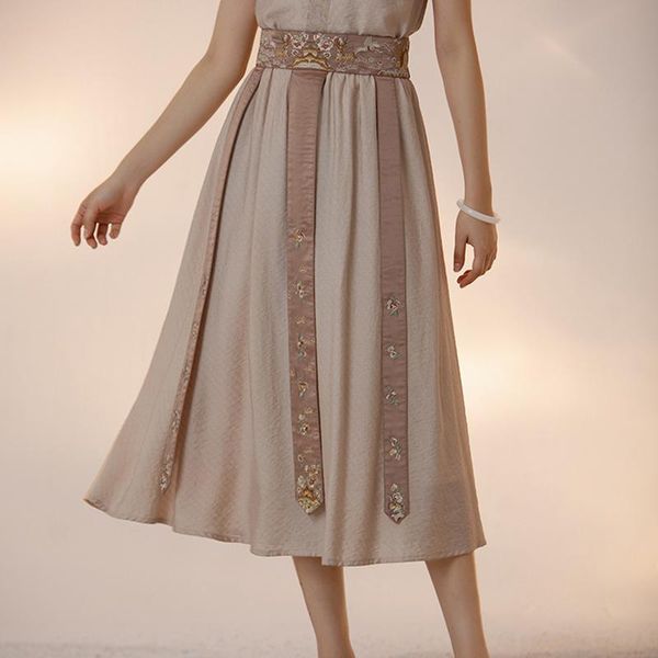 skirts 2021 summer ethnic style embroidered skirt, Black