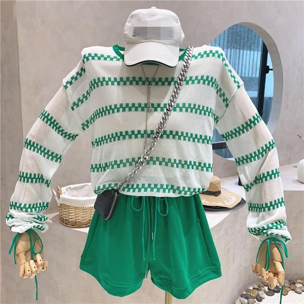 women's tracksuits niche design clothing summer 2021 fashion long sleeve sunscreen knit shirt high waist casual wide leg shorts pants, Gray
women's tracksuits niche design clothing summer 2021 fashion long sleeve sunscreen knit shirt high waist casual wide leg shorts pants, Gray