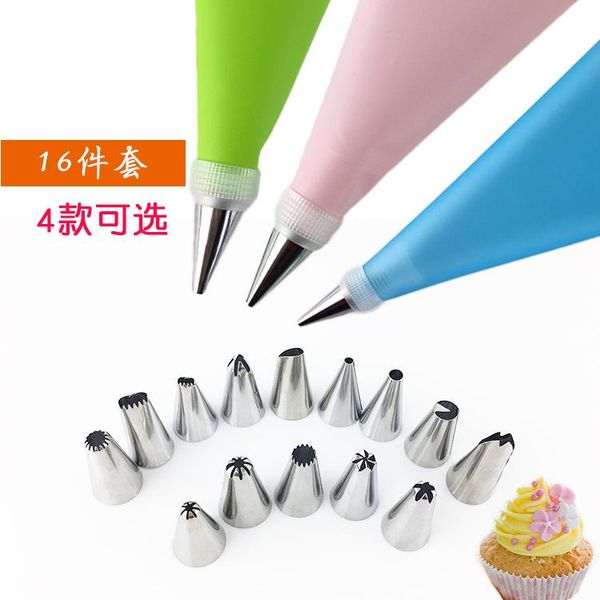 baking & pastry tools 16pcs/bag silicone icing piping cream bag + 14 stainless steel cake nozzles diy kitchen decorating tips set
baking & pastry tools 16pcs/bag silicone icing piping cream bag + 14 stainless steel cake nozzles diy kitchen decorating tips set