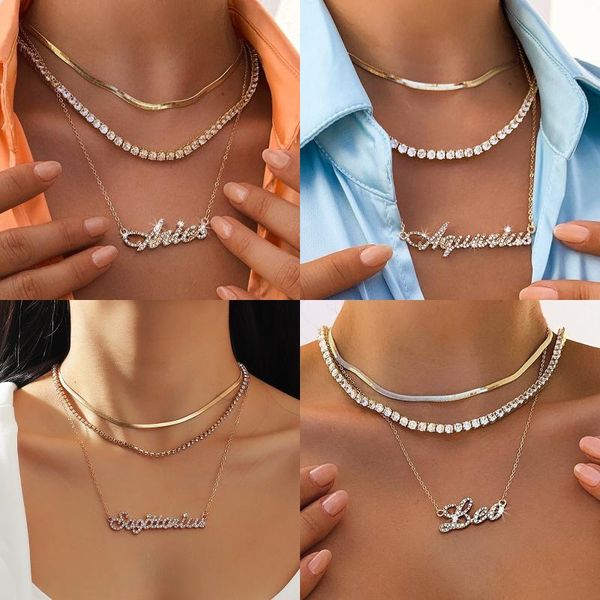 pendant necklaces 12 constellation multilayer necklace for women star zodiac sign rhinestone aries aquarius temperament choker jewelry, Silver
pendant necklaces 12 constellation multilayer necklace for women star zodiac sign rhinestone aries aquarius temperament choker jewelry, Silver