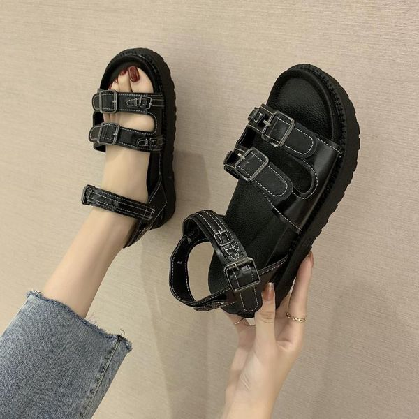 chunky sandals women leather platform flats ankle buckle straps ladies summer beach casual shoes handmade, Black
chunky sandals women leather platform flats ankle buckle straps ladies summer beach casual shoes handmade, Black