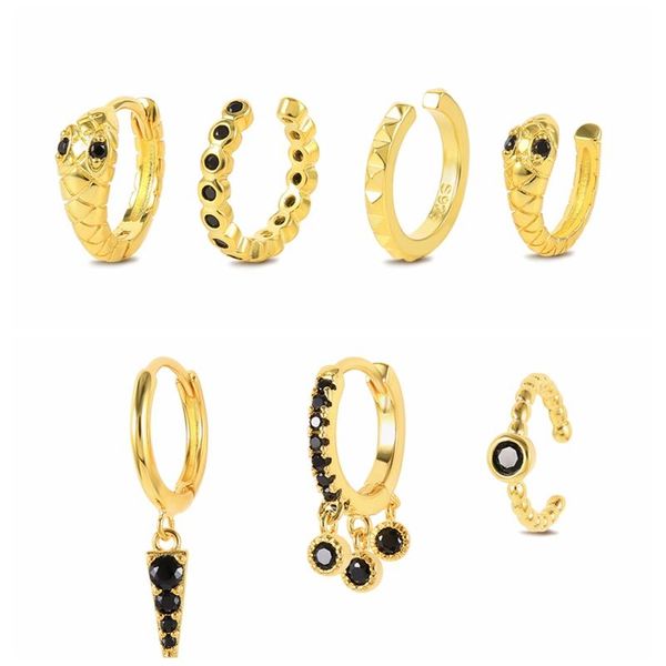 hoop & huggie mc black zircon earrings set for girls women 925 sterling silver ear hoops 3pcs/set fashion ins style pendientes, Golden;silver
hoop & huggie mc black zircon earrings set for girls women 925 sterling silver ear hoops 3pcs/set fashion ins style pendientes, Golden;silver