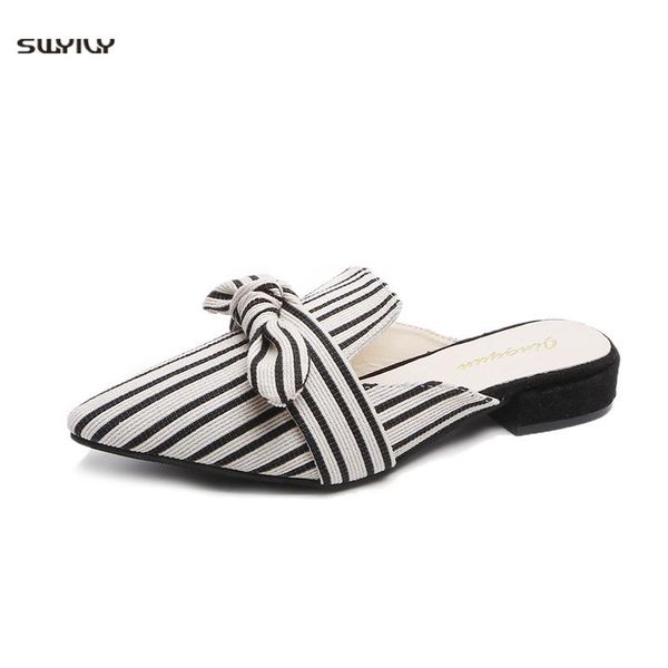 Women Slippers Pointed Toe Striped Butterfly-Knot Summer Female Low Heels Slippers Ladies Outside Wear Slippers Muller Pumps, Apricot
Women Slippers Pointed Toe Striped Butterfly-Knot Summer Female Low Heels Slippers Ladies Outside Wear Slippers Muller Pumps, Apricot