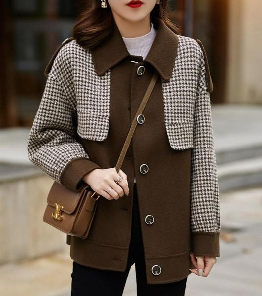 women's jackets korean chic temperament long-sleeved lapel houndstooth woolen patchwork single-breasted jacket fall winter clothes, Black;brown
women's jackets korean chic temperament long-sleeved lapel houndstooth woolen patchwork single-breasted jacket fall winter clothes, Black;brown