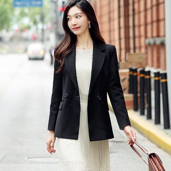 women's suits & blazers jacket 2021 autumn casual fashion temperament loose solid color double-breasted small suit shirt, White;black
women's suits & blazers jacket 2021 autumn casual fashion temperament loose solid color double-breasted small suit shirt, White;black