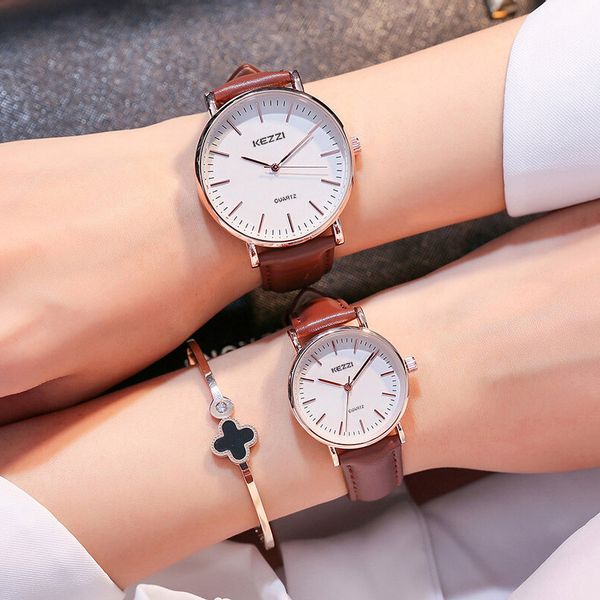 hong kong kezzi kezi new fashion quartz couple watch simple dial leisure style a pair of student watches, Slivery;brown
hong kong kezzi kezi new fashion quartz couple watch simple dial leisure style a pair of student watches, Slivery;brown
