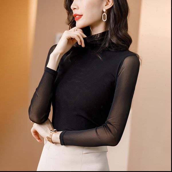 blusas autumn winter lace fashion women shirt crochet long sleeve turtleneck blouses plus size top, White 
blusas autumn winter lace fashion women shirt crochet long sleeve turtleneck blouses plus size top, White