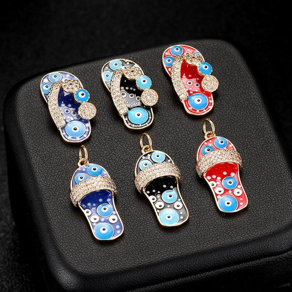 charms meibeads 2021 copper flip flops evil eye handmade accessories diy fashion necklace enamel pendant jewelry findings 1 pcs, Bronze;silver
charms meibeads 2021 copper flip flops evil eye handmade accessories diy fashion necklace enamel pendant jewelry findings 1 pcs, Bronze;silver