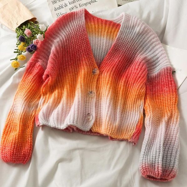 women's knits & tees women multicolor gradient sweater cardigan long sleeve v-neck button down knit coat harajuku rainbow oversized loo, White
women's knits & tees women multicolor gradient sweater cardigan long sleeve v-neck button down knit coat harajuku rainbow oversized loo, White