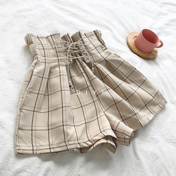 women's shorts 2021 women plaid summer harajuku retro lace up high waist wide leg female fashion casual elastic, White;black
women's shorts 2021 women plaid summer harajuku retro lace up high waist wide leg female fashion casual elastic, White;black