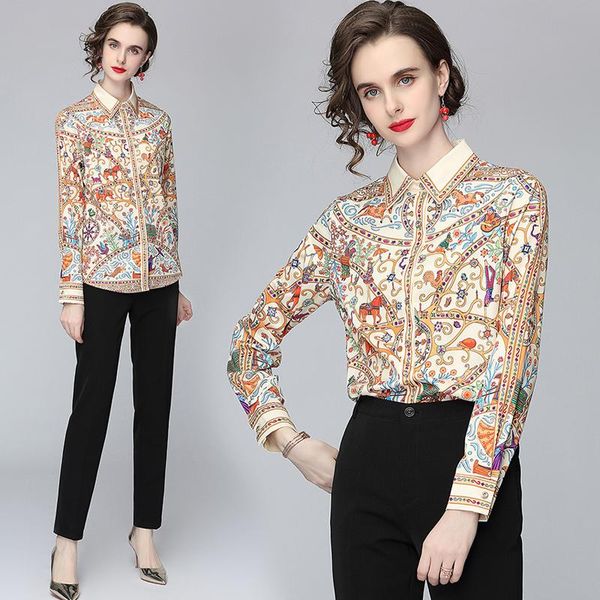 women's blouses & shirts spring 2021 fashion blouse ladies long-sleeved lapel blusa printed temperament shirt dk002, White
women's blouses & shirts spring 2021 fashion blouse ladies long-sleeved lapel blusa printed temperament shirt dk002, White