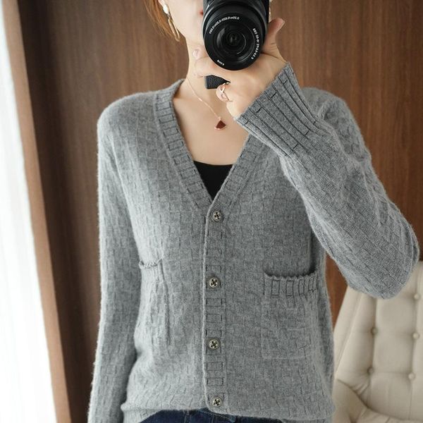 women's knits & tees 2021 autumn and winter cashmere sweater woman 100% pure wool v-neck cardigan casual korean fashion knit plus size, White
women's knits & tees 2021 autumn and winter cashmere sweater woman 100% pure wool v-neck cardigan casual korean fashion knit plus size, White