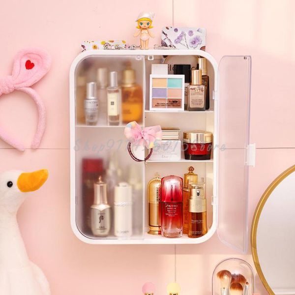 storage boxes & bins toilet bathroom shelf wall hanging perforation cosmetic box artifact dust-proof large-capacity