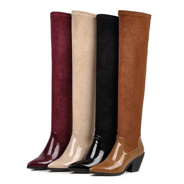 boots 2021 women patent leather over the knee comfort wedges heel stretch fashion pointed toe autumn winter shoes, Black
boots 2021 women patent leather over the knee comfort wedges heel stretch fashion pointed toe autumn winter shoes, Black