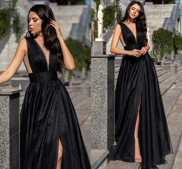 black slit evening party dress 2021 sleeveless v-neck tulle long prom formal gown arabic dubai celebrity wear robe de soiree vestidos fiesta, Black;red
black slit evening party dress 2021 sleeveless v-neck tulle long prom formal gown arabic dubai celebrity wear robe de soiree vestidos fiesta, Black;red