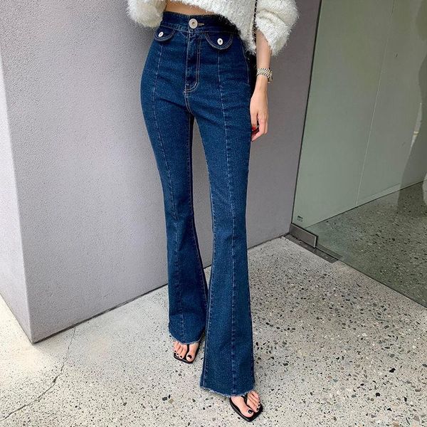 women's jeans korean style chic high waisr flare streetwear slim boot cut denim pants ladies vintage stretchable trousers, Blue
women's jeans korean style chic high waisr flare streetwear slim boot cut denim pants ladies vintage stretchable trousers, Blue